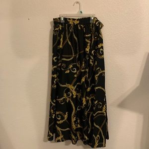 Long, CRAZY flowery skirt.